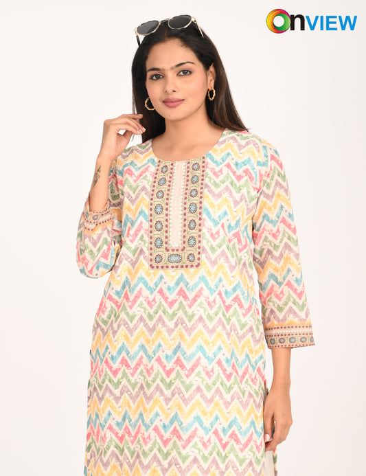 ONVIEW | 1130 |  COTTON CHIKANKARI WORK WITH DIGITAL PRINT