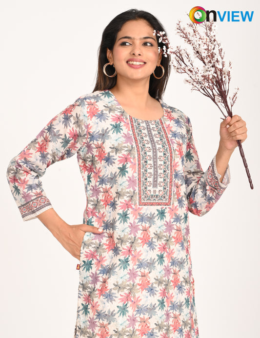 ONVIEW | 516 | COTTON CHIKANKARI WORK WITH DIGITAL PRINT