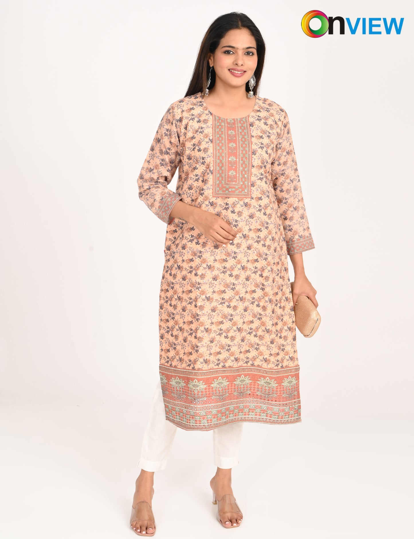 ONVIEW | 546 | COTTON CHIKANKARI WORK WITH DIGITAL PRINT