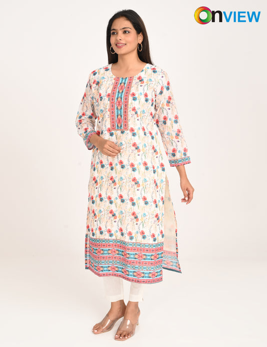 ONVIEW | 990 | COTTON CHIKANKARI WORK WITH DIGITAL PRINT