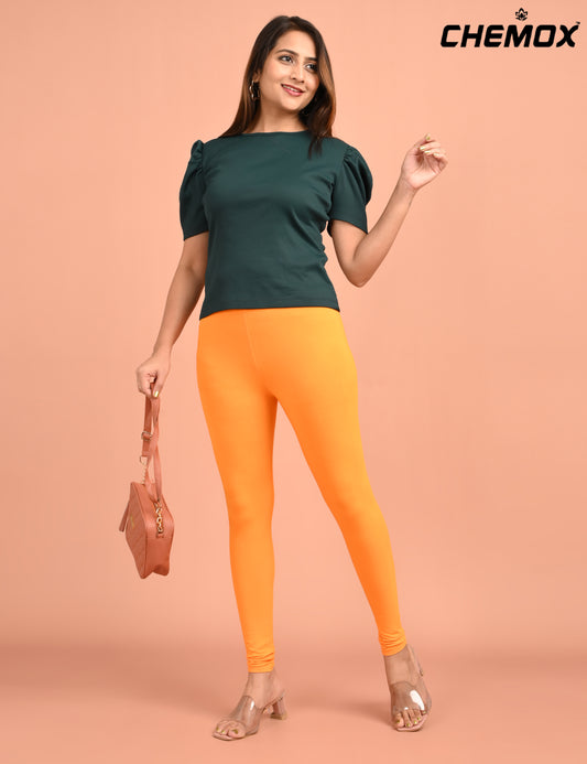 CHEMOX | 214 | Golden Yellow Cotton Lycra Ankle Length Legging 180gsm