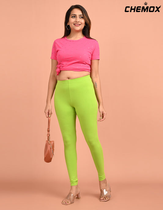 CHEMOX | 227 | Parrot Green Cotton Lycra Ankle Length Legging 180gsm