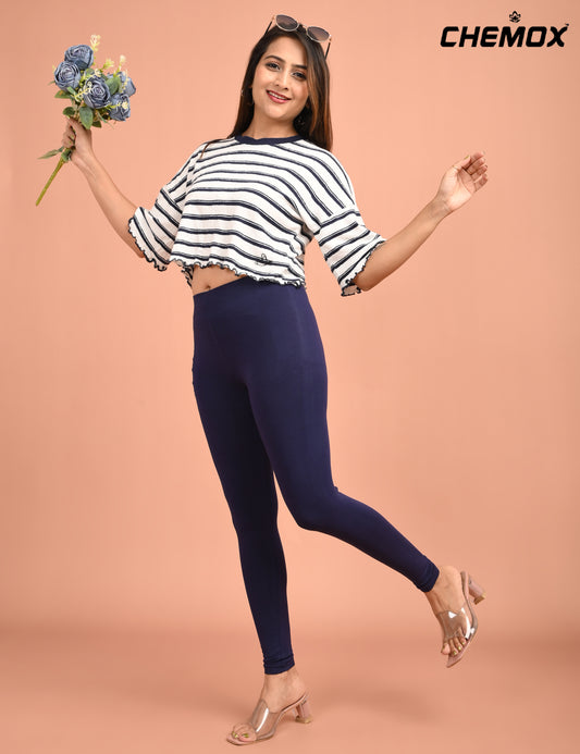 CHEMOX | 241 | New Navy Cotton Lycra Ankle Length Legging 180gsm