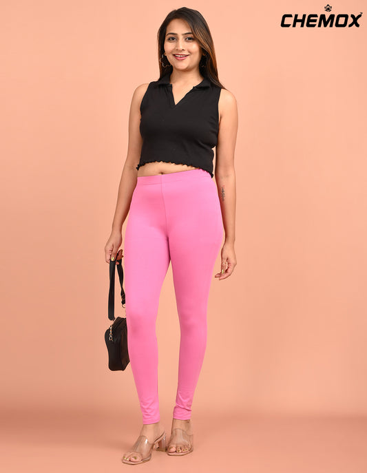 CHEMOX | 259 | Taffy Pink Cotton Lycra Ankle Length Legging 180gsm