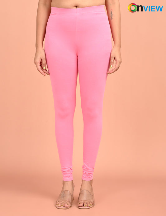 ONVIEW | 006 | Pink Cotton Lycra Ankle Length Legging 220gsm
