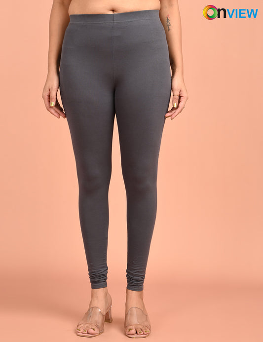 ONVIEW | 018 | E Grey Cotton Lycra Ankle Length Legging 220gsm
