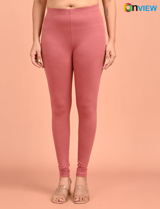 ONVIEW | 038 | Dusty Pink Cotton Lycra Ankle Length Legging 220gsm
