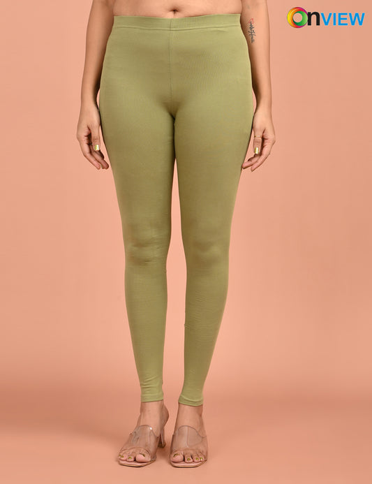 ONVIEW | 045 | Dusty Green Cotton Lycra Ankle Length Legging 220gsm