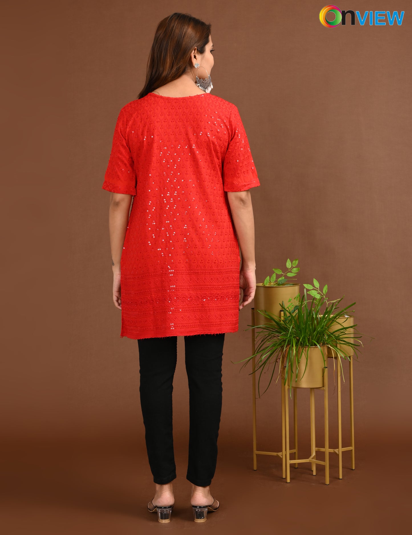 ONVIEW | 1665 | CHIKANKARI SHORT TOP