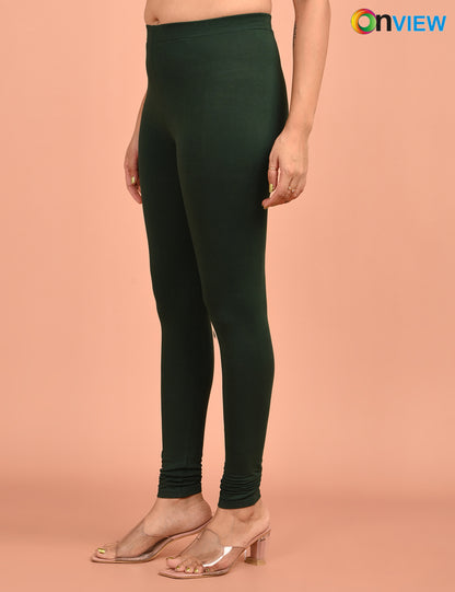 ONVIEW | 012 | Bottle Green Cotton Lycra Ankle Length Legging 220gsm