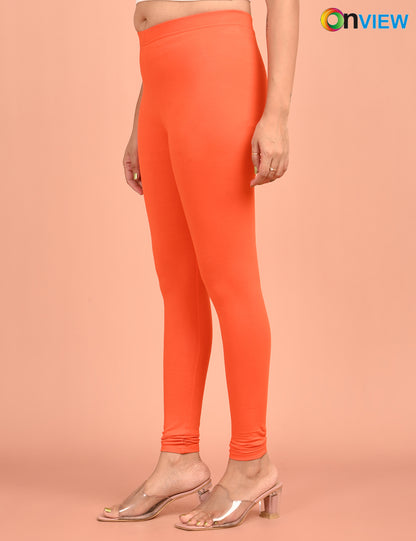ONVIEW | 022 | Orange Cotton Lycra Ankle Length Legging 220gsm