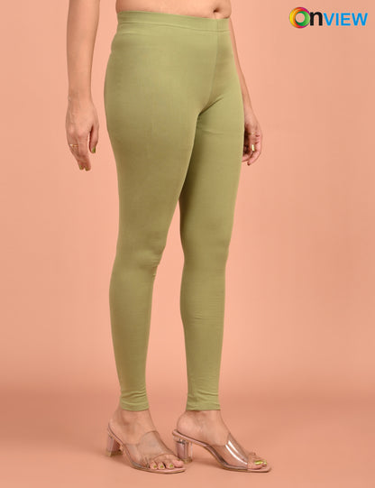 ONVIEW | 045 | Dusty Green Cotton Lycra Ankle Length Legging 220gsm