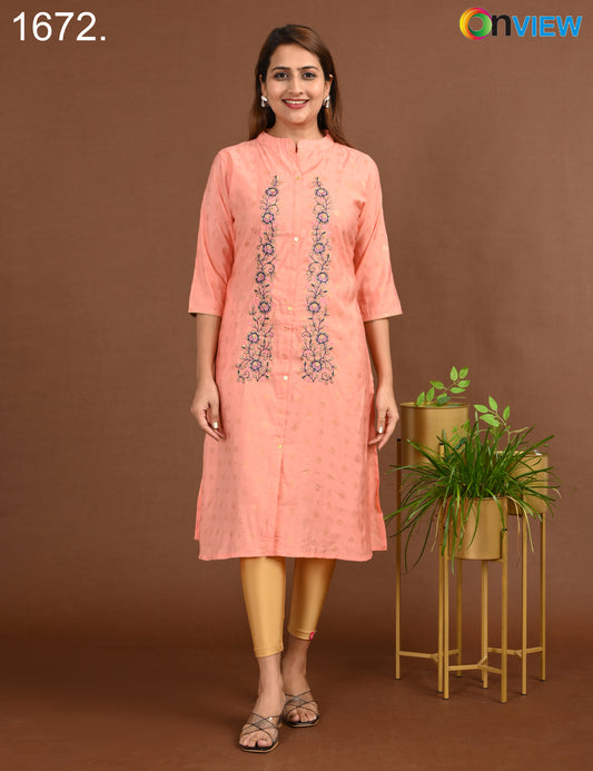 ONVIEW | 1672 | SILK A LINE SIDE OPEN WITH EMBROIDERY