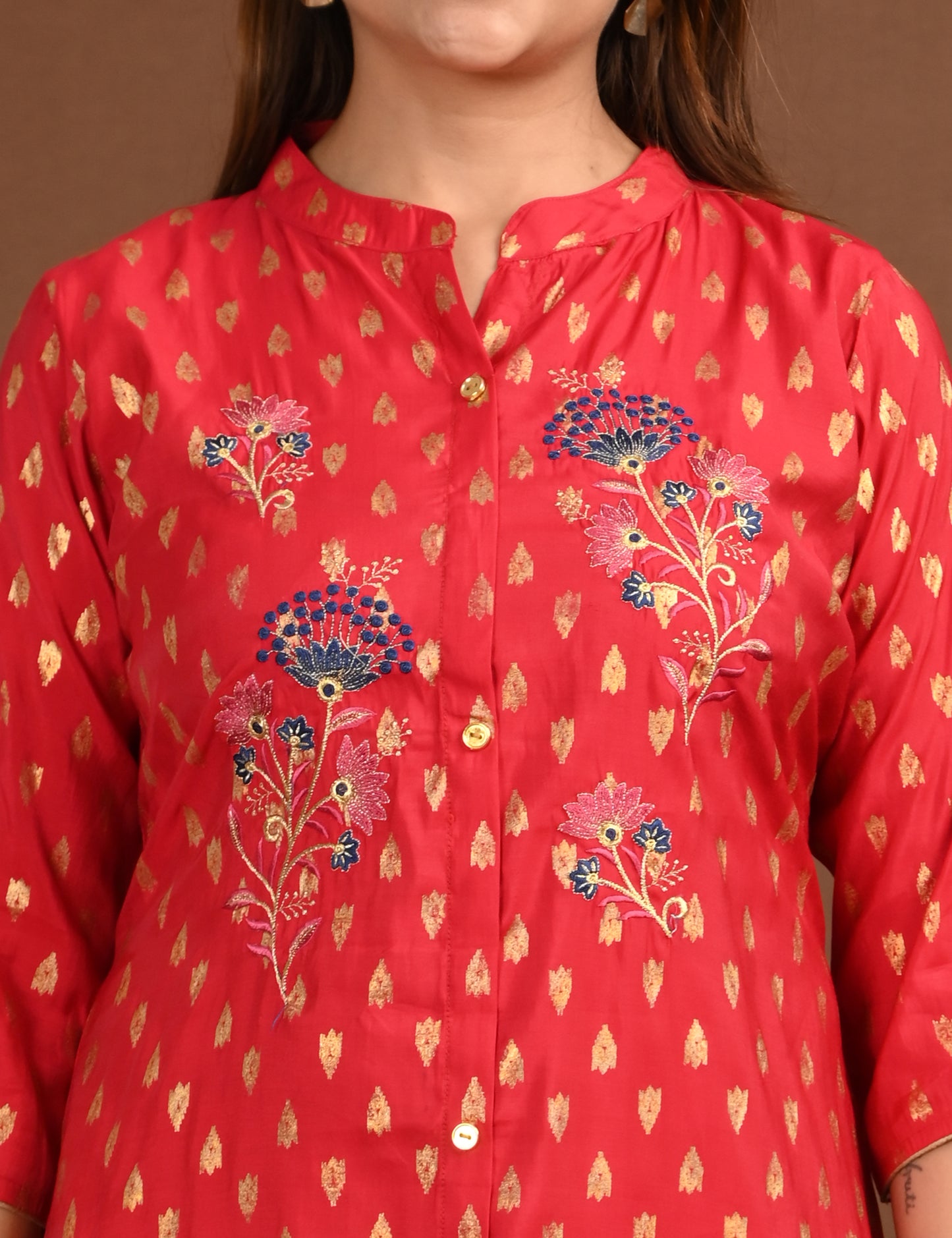 ONVIEW | 1673 | SILK A LINE SIDE OPEN WITH EMBROIDERY