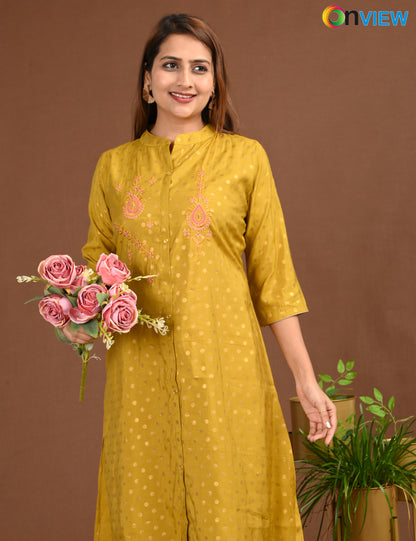 ONVIEW | 1675 | SILK A LINE SIDE OPEN WITH EMBROIDERY