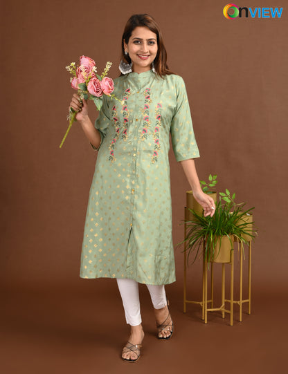 ONVIEW | 1677 | SILK A LINE SIDE OPEN WITH EMBROIDERY