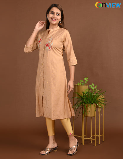 ONVIEW | 1678 | SILK A LINE SIDE OPEN WITH EMBROIDERY