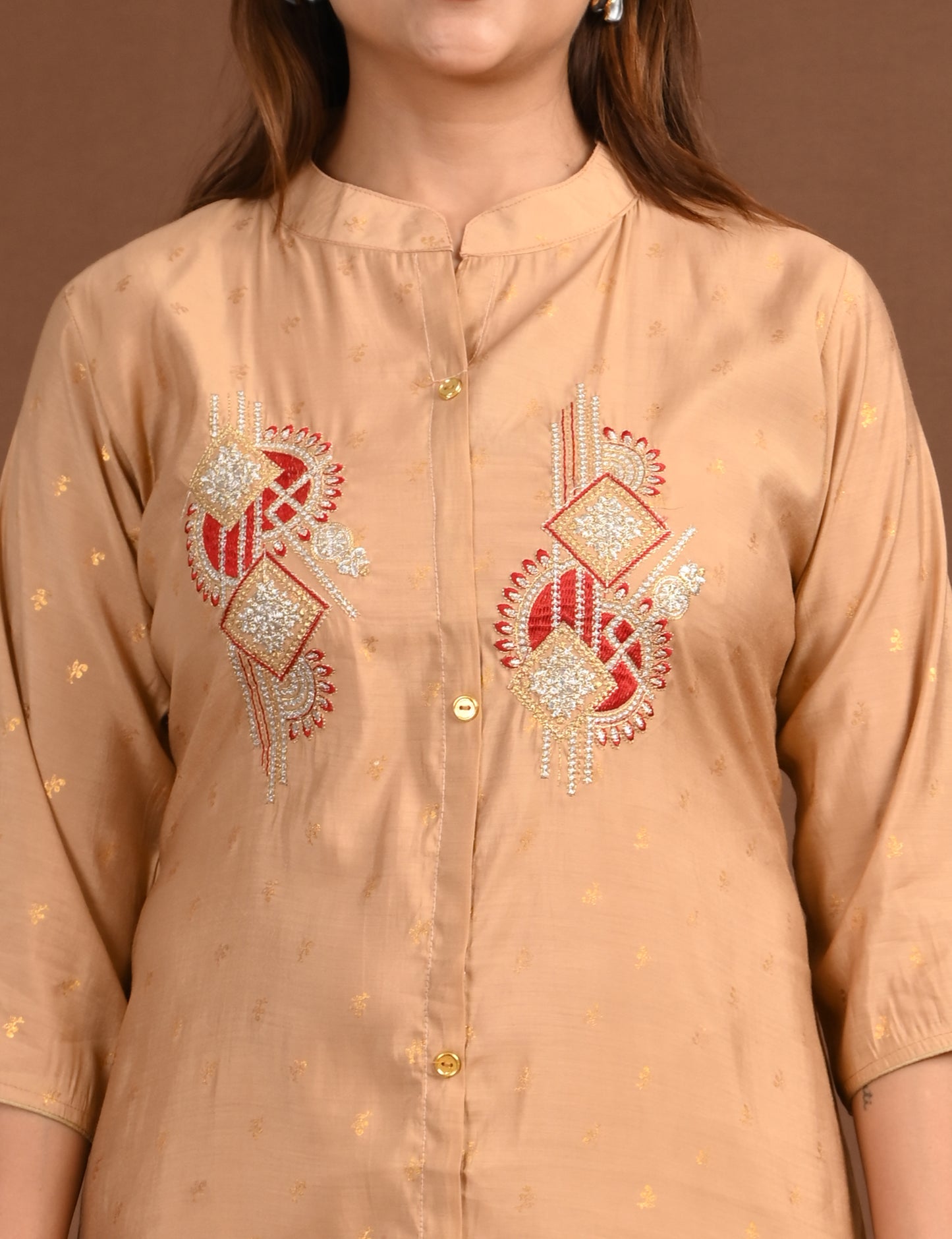 ONVIEW | 1678 | SILK A LINE SIDE OPEN WITH EMBROIDERY