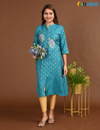 ONVIEW | 1679 | SILK A LINE SIDE OPEN WITH EMBROIDERY