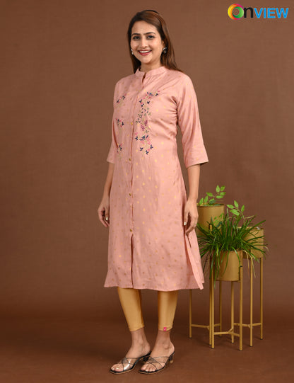 ONVIEW | 1680 | SILK A LINE SIDE OPEN WITH EMBROIDERY