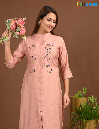 ONVIEW | 1680 | SILK A LINE SIDE OPEN WITH EMBROIDERY