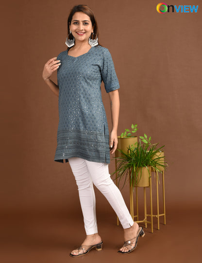 ONVIEW | 1718 | CHIKANKARI SHORT TOP