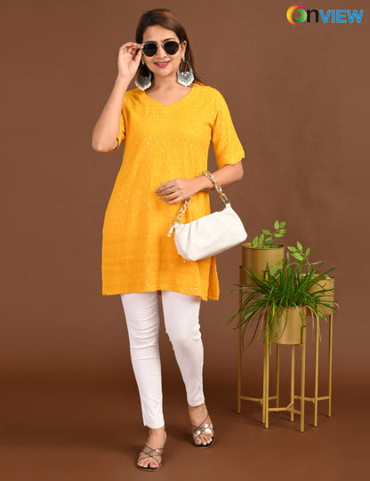 ONVIEW | 1719 | CHIKANKARI SHORT TOP