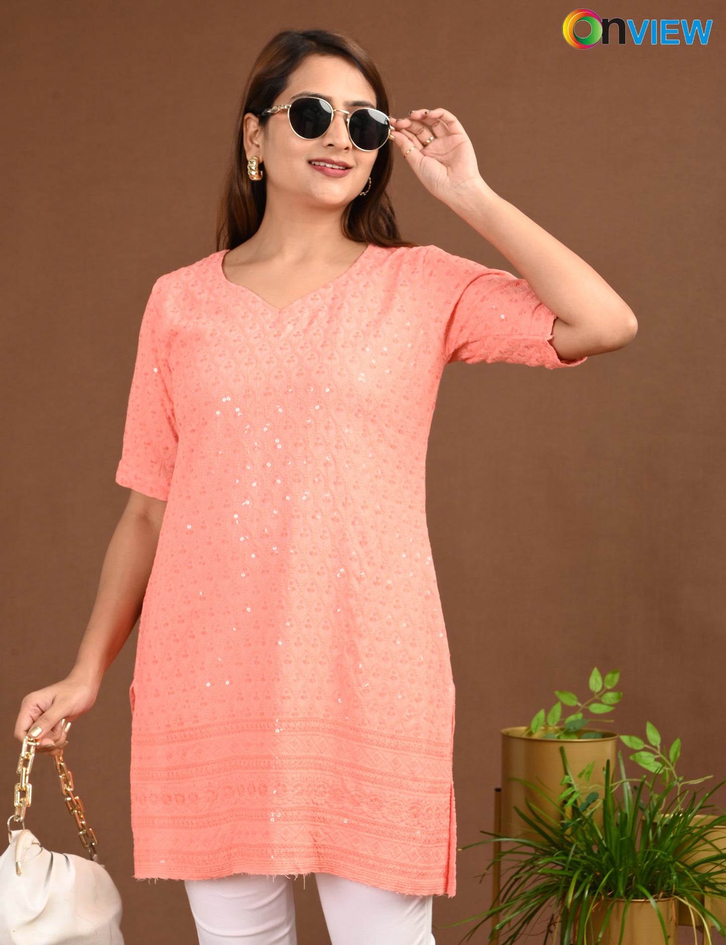 ONVIEW | 1720 | CHIKANKARI SHORT TOP