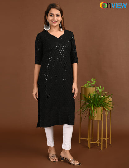 ONVIEW | 1745 | CHIKANKARI DESIGN NECK