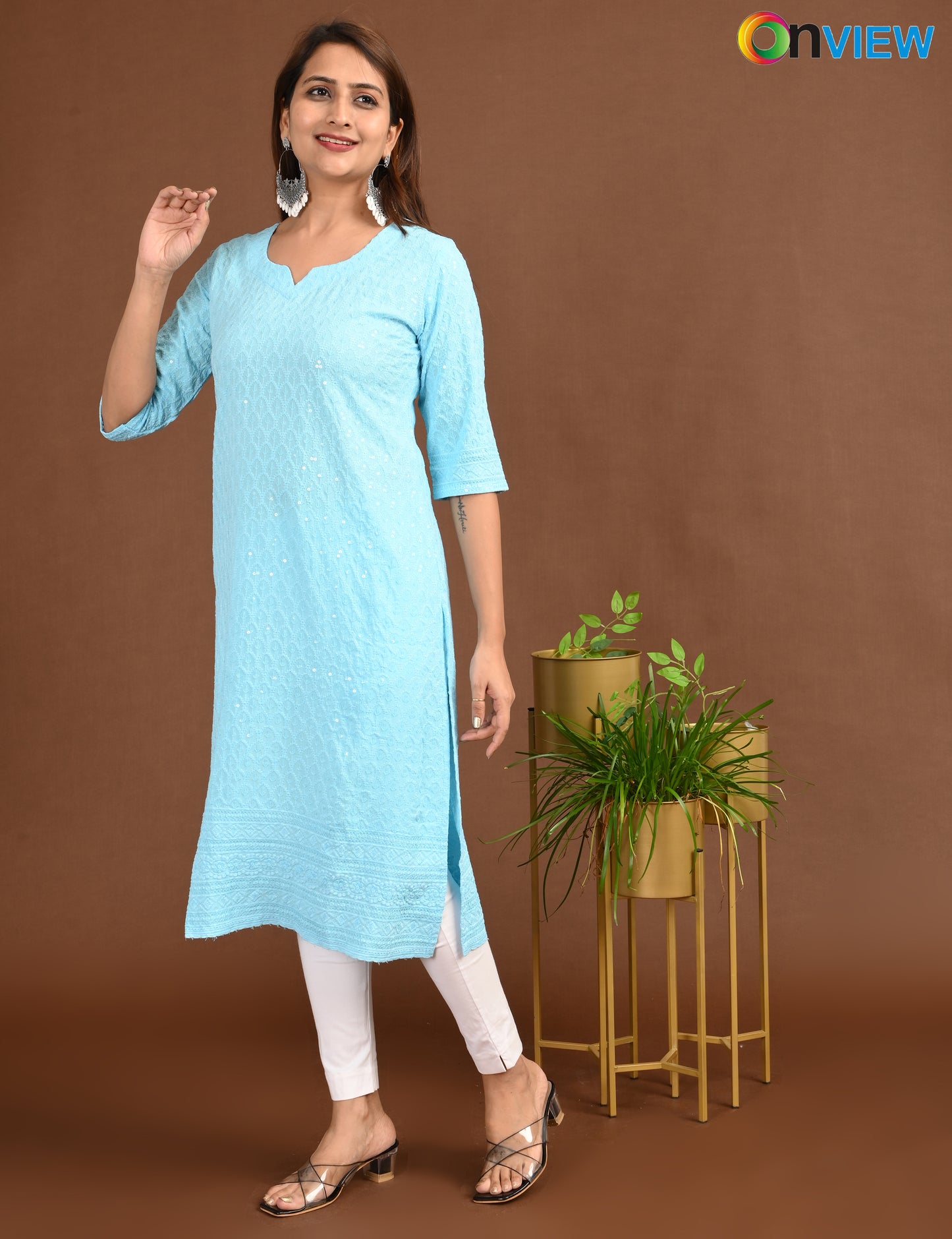 ONVIEW | 1751 | CHIKANKARI DESIGN NECK