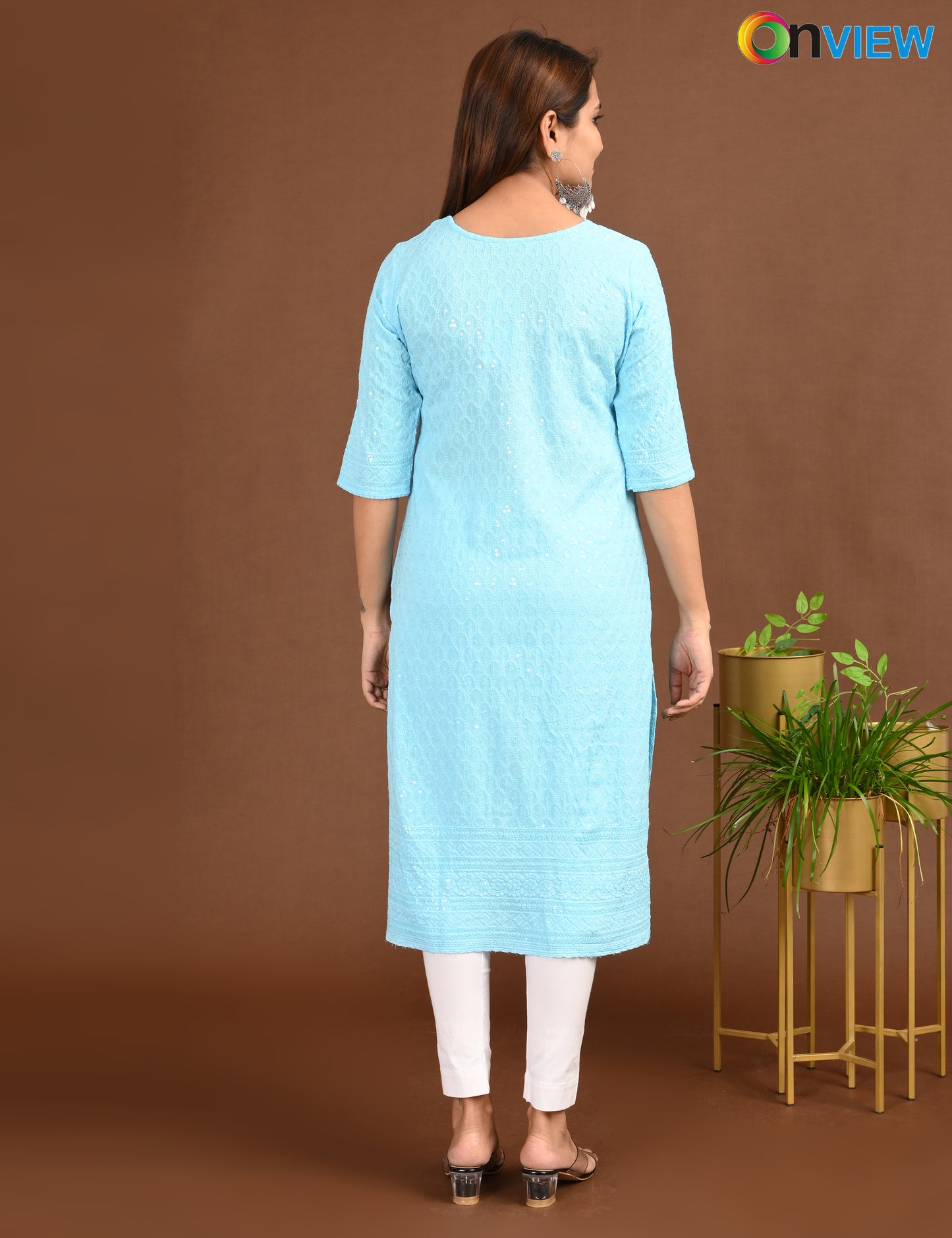 ONVIEW | 1751 | CHIKANKARI DESIGN NECK