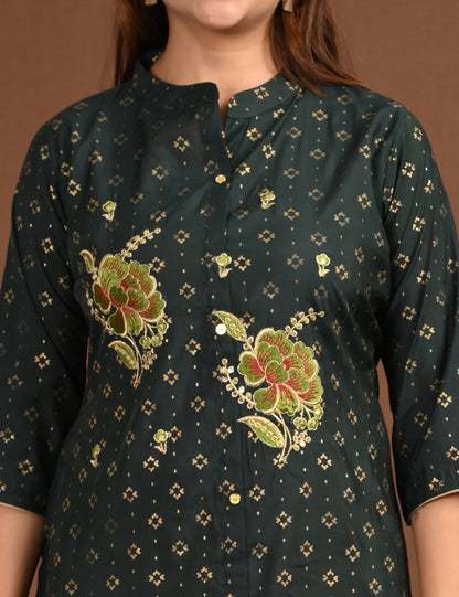 ONVIEW | 1759 | SILK A LINE SIDE OPEN WITH EMBROIDERY