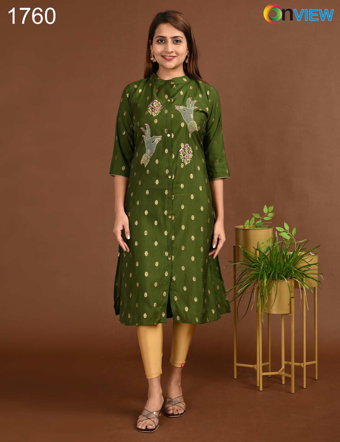 ONVIEW | 1760 | SILK A LINE SIDE OPEN WITH EMBROIDERY