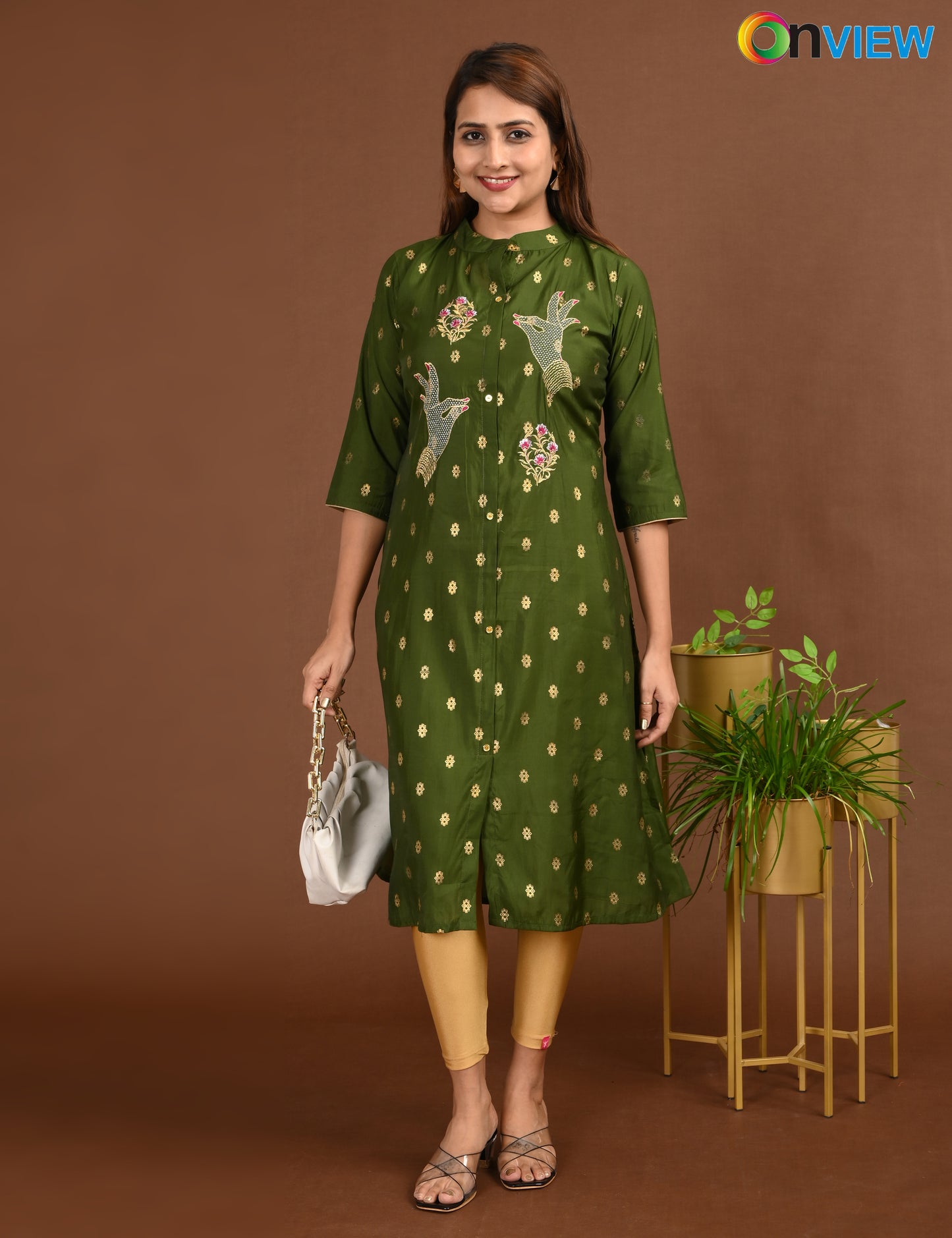 ONVIEW | 1760 | SILK A LINE SIDE OPEN WITH EMBROIDERY