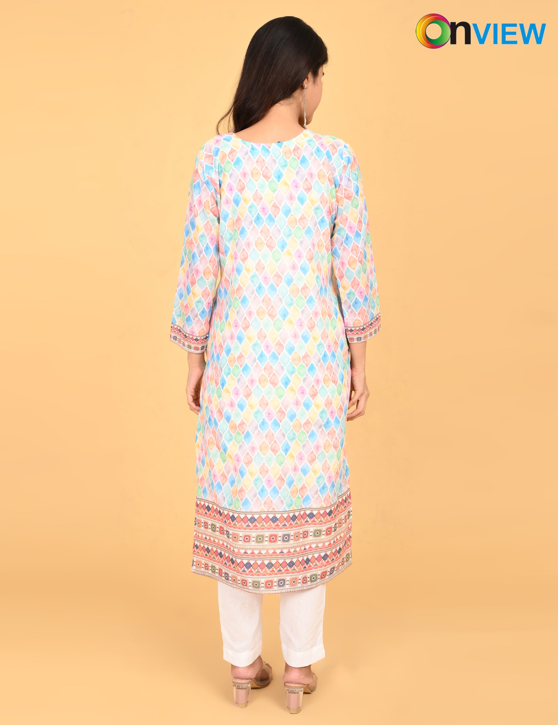 ONVIEW | 526 | COTTON CHIKANKARI WORK WITH DIGITAL PRINT.
