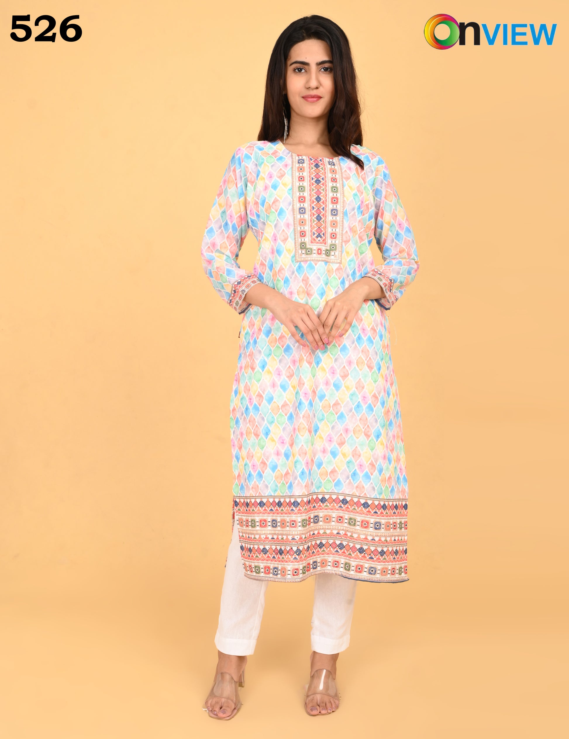 ONVIEW | 526 | COTTON CHIKANKARI WORK WITH DIGITAL PRINT.