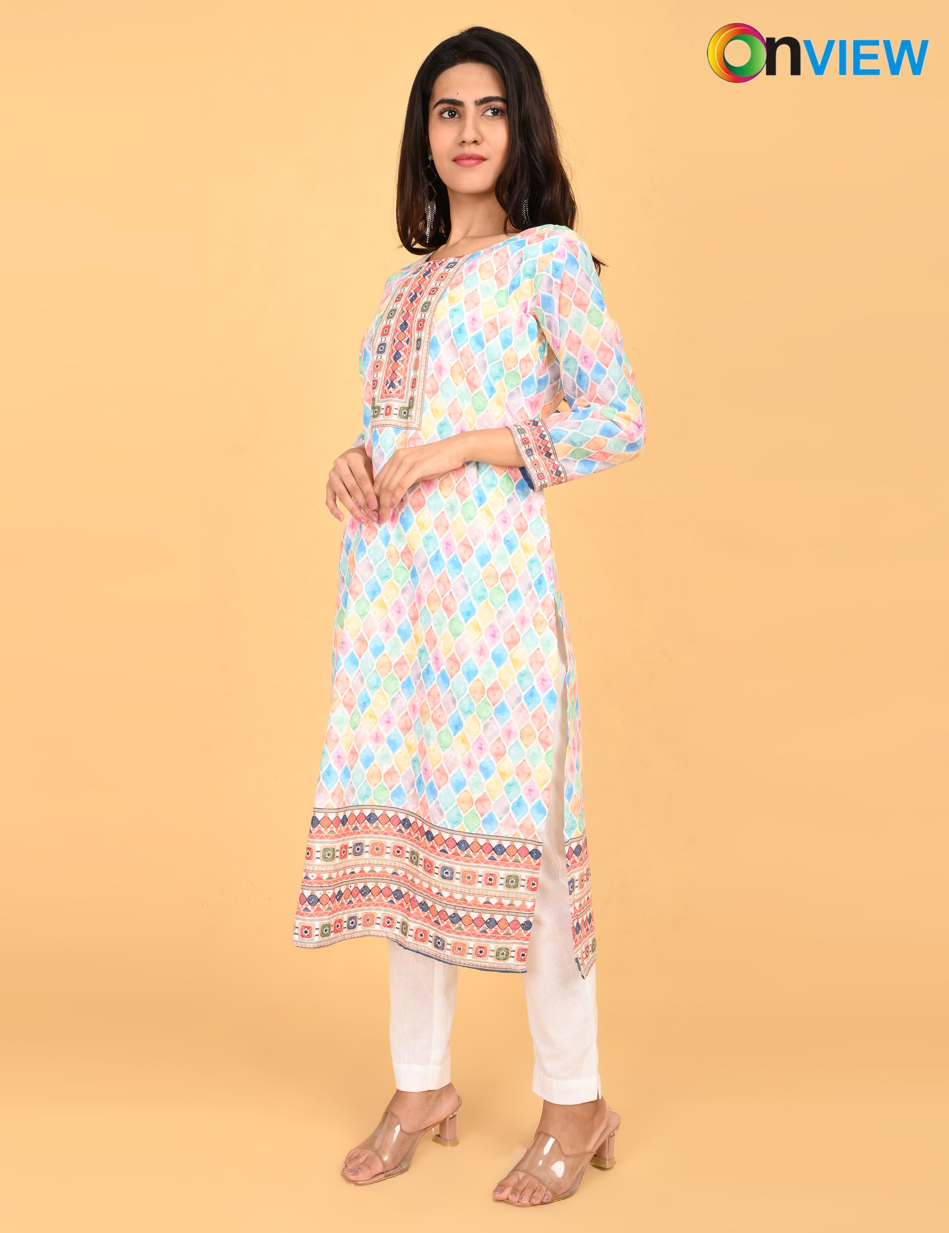 ONVIEW | 526 | COTTON CHIKANKARI WORK WITH DIGITAL PRINT.