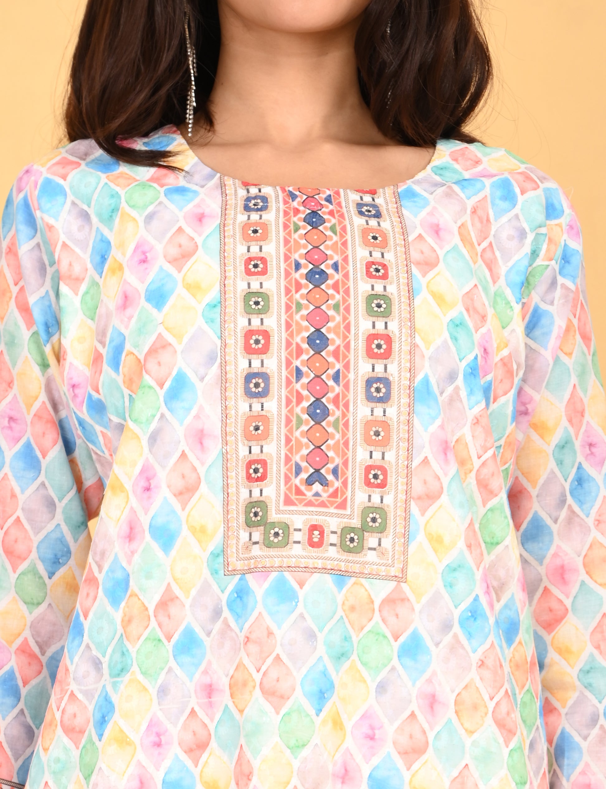 ONVIEW | 526 | COTTON CHIKANKARI WORK WITH DIGITAL PRINT.